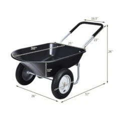 Costway 2 Tire Wheelbarrow Cart Heavy-duty Dolly Utility Cart Black