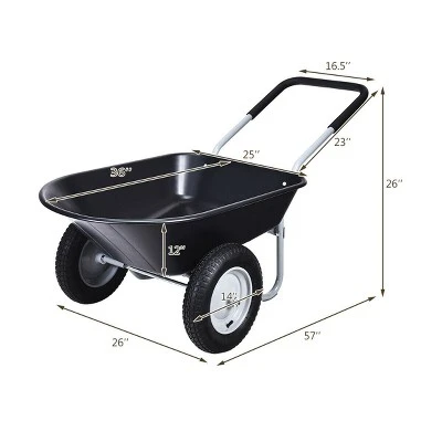 Costway 2 Tire Wheelbarrow Cart Heavy-duty Dolly Utility Cart Black 1 Costway 2 Tire Wheelbarrow Cart Heavy-duty Dolly Utility Cart Black