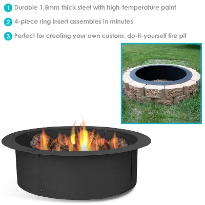 Sunnydaze Decor Sunnydaze Outdoor Heavy-Duty Steel Portable Above Ground Or In-Ground Round Fire Pit Liner Ring - Black 6 Sunnydaze Decor Sunnydaze Outdoor Heavy-Duty Steel Portable Above Ground Or In-Ground Round Fire Pit Liner Ring - Black - Image 6