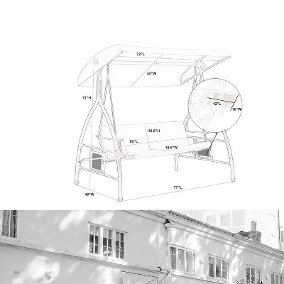 Outdoor 3 Person Swing With Cushions & Side Table - Captiva Designs 4 Outdoor 3 Person Swing With Cushions & Side Table - Captiva Designs - Image 4