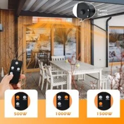 Costway Wall-Mounted Patio Heater 750W/1500W Infrared Heater With 9-Level Adjustable 24H Timer & Remote Control Silver -Garden & Outdoors GUEST 00a1cb7d e3ec 494e 86cf ea4e781ebece
