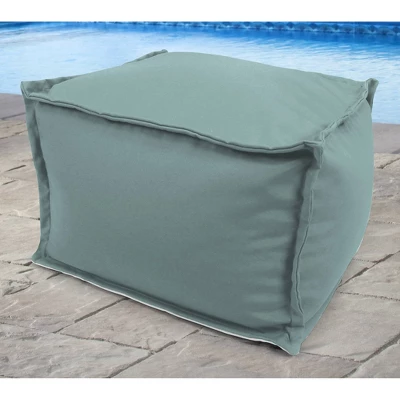 23" X 25" X 17" Outdoor Bean Filled Pouf/Ottoman In Sunbrella Cast Mist - Jordan Manufacturing 2 23" X 25" X 17" Outdoor Bean Filled Pouf/Ottoman In Sunbrella Cast Mist - Jordan Manufacturing - Image 2