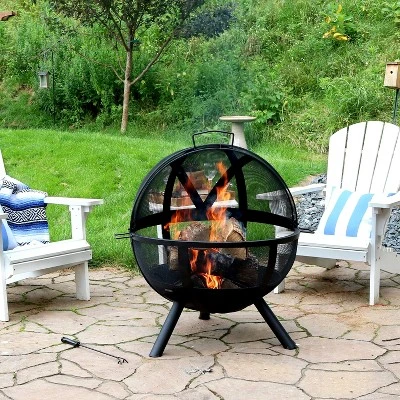 Sunnydaze Decor Sunnydaze Outdoor Portable Camping Or Backyard Flaming Sphere Ball Fire Pit With Built-In Spark Screen - 30" - Black 1 Sunnydaze Decor Sunnydaze Outdoor Portable Camping Or Backyard Flaming Sphere Ball Fire Pit With Built-In Spark Screen - 30" - Black