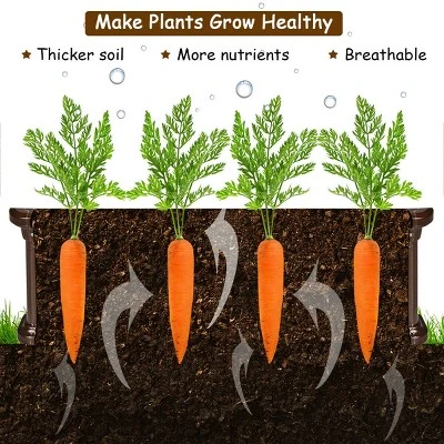 Costway 48.5'' Raised Garden Bed Square Plant Box Planter Flower Vegetable Brown 5 Costway 48.5'' Raised Garden Bed Square Plant Box Planter Flower Vegetable Brown - Image 5