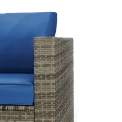 4pc Wicker Patio Sectional Seating Set - Blue - EDYO LIVING -Garden & Outdoors GUEST 02ff0c4f 3665 4b06 89cc 5cae43af33f9