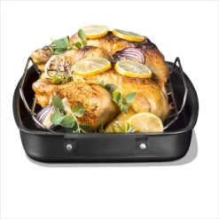 OXO 15"x10.5" Steel Open Roaster With U-Rack Black -Garden & Outdoors GUEST 043e9dca b6f5 4aab ac33 cf5b71bca5dc