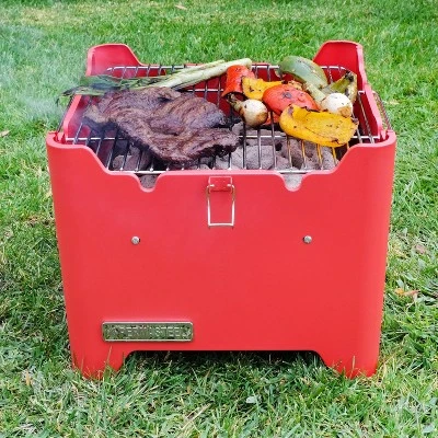 Permasteel Square Portable Charcoal Grill PG-40C10-RD - Red 5 Permasteel Square Portable Charcoal Grill PG-40C10-RD - Red - Image 5