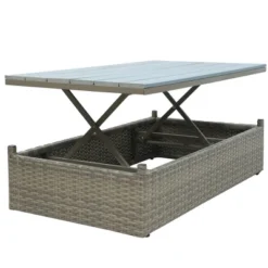 5pc Outdoor Wicker Conversations Set With Adjustable Sofa, Ottomans & Accent Table - Gray - GODEER -Garden & Outdoors GUEST 0607793a 9572 4052 94ca e06ef3222e17