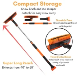 BIRDROCK HOME 60" Premium Extendable Snow Brush With Squeegee & Ice Scraper For Car Or Truck -Garden & Outdoors GUEST 06f242da 286b 4dbd 91be 0145338228e7