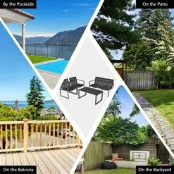 Costway 4PCS Patio Furniture Conversation Set Sofa Loveseat Armrest Garden Deck -Garden & Outdoors GUEST 07a74a0e be65 4ba0 bed3 850959924c46