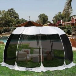 Leedor Outdoor Pop Up Portable Screen Tent With Mesh Netting Fiberglass Gazebo Gray -Garden & Outdoors GUEST 081d61f5 9dce 4946 8f2d a5e0859fc2ab