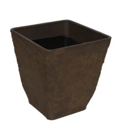 Set Of 2 Resin Indoor/Outdoor Squared Planters Brown - Alpine Corporation