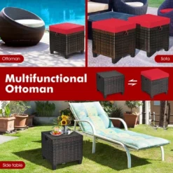 Costway 2PCS Patio Rattan Ottoman Cushioned Seat Foot Rest Coffee Table Red -Garden & Outdoors GUEST 09184e4a 38c8 4167 80a4 0f8964507c36