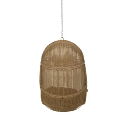 Orville Indoor/Outdoor Wicker Hanging Chair With 8' Chain - Light Brown/Dark Gray - Christopher Knight Home -Garden & Outdoors GUEST 09cf3eca 491e 47e6 80b3 8c910240cc97