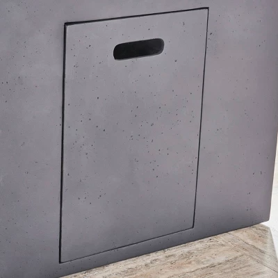 Aidan Outdoor Square Lightweight Concrete Gas Burning Fire Pit - Dark Gray - Christopher Knight Home 4 Aidan Outdoor Square Lightweight Concrete Gas Burning Fire Pit - Dark Gray - Christopher Knight Home - Image 4