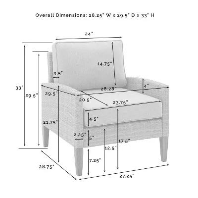 Capella 3pc Outdoor Wicker Chair Set - Gray - Crosley 9 Capella 3pc Outdoor Wicker Chair Set - Gray - Crosley - Image 9