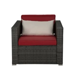 4pc Outdoor Wicker Conversation Set - Red/Brown - GODEER -Garden & Outdoors GUEST 0aeca72c 756c 4869 9c8f c1298860a46d