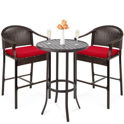 Best Choice Products 3-Piece Outdoor Wicker Bistro Bar Height Set For Patio, Garden W/ Barstools, Steel Frame 8 Best Choice Products 3-Piece Outdoor Wicker Bistro Bar Height Set For Patio, Garden W/ Barstools, Steel Frame - Image 8