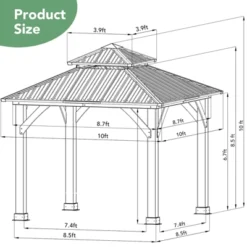 Tangkula 10' X 10' Patio Pavilion Outdoor Hardtop Gazebo W/ Extra Metal Stakes & J-Shaped Hook