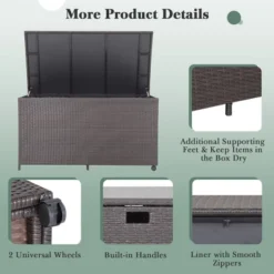 Costway 133 Gallon Patio Rattan Storage Deck Box Container Wheel Handle W/Liner 17 Costway 133 Gallon Patio Rattan Storage Deck Box Container Wheel Handle W/Liner -Garden & Outdoors GUEST 0c4e4b00 39a7 440f 9a24 00a44388836b