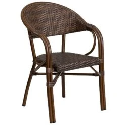Merrick Lane Wicker Rattan Patio Chair With Curved Back And Aluminum Bamboo Frame -Garden & Outdoors GUEST 0cbb616b bfb1 460e 8891 701f041cebcf
