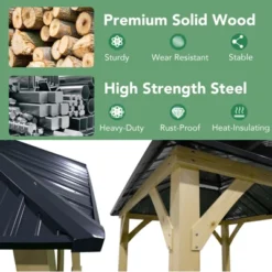 Tangkula 10' X 10' Patio Pavilion Outdoor Hardtop Gazebo W/ Extra Metal Stakes & J-Shaped Hook -Garden & Outdoors GUEST 0d88d508 7627 4900 b2a4 b13173480900