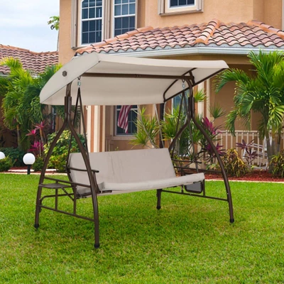 Outdoor 3 Person Swing With Cushions & Side Table - Captiva Designs 5 Outdoor 3 Person Swing With Cushions & Side Table - Captiva Designs - Image 5