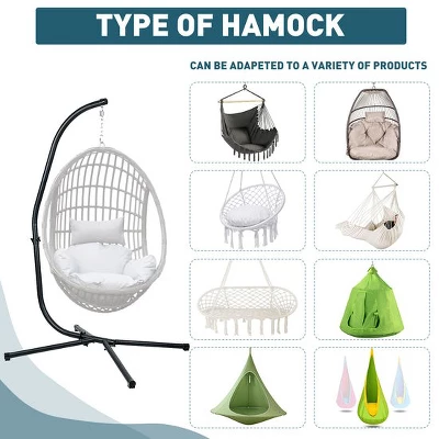Hammock Steel C Stand -Stand For Hanging Hammock Chairs - 300 Pound Capacity, Black 1 Hammock Steel C Stand -Stand For Hanging Hammock Chairs - 300 Pound Capacity, Black