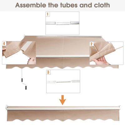 Costway 10' X 8' Retractable Awning Patio Sun Shade W/Crank Handle 7 Costway 10' X 8' Retractable Awning Patio Sun Shade W/Crank Handle - Image 7