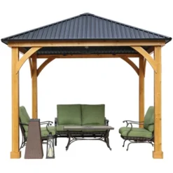 Aoodor Patio Solid Wooden Gazebo 10 X 10 Ft. Hardtop Roof For Garden -Garden & Outdoors GUEST 10112b6d 78a6 4657 bf09 d1fa35feac80