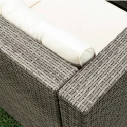 4pc Wicker Patio Sectional Seating Set With Cushions - Gray/Beige - GODEER -Garden & Outdoors GUEST 1031d6c5 d106 4bf0 84cb f9f72548f41b