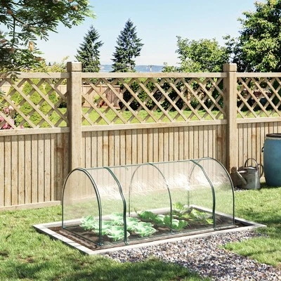 Outsunny Portable Tunneled Greenhouse With Zippered Doors, Water/UV Fighting PVC Cover 1 Outsunny Portable Tunneled Greenhouse With Zippered Doors, Water/UV Fighting PVC Cover
