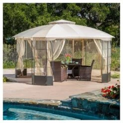 Westerly 13' X 13' Steel Patio Gazebo - Camel - Christopher Knight Home