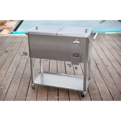 Permasteel 80qt Stainless Steel Outdoor Cooler Cart Silver -Garden & Outdoors GUEST 10a538e9 7f39 45d2 8944 6249cca86c61