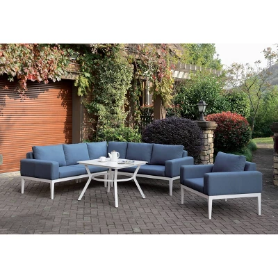 Sitgreaves Metal Patio Sectional White/Blue - MiBasics 1 Sitgreaves Metal Patio Sectional White/Blue - MiBasics