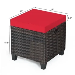 Costway 2PCS Patio Rattan Ottoman Cushioned Seat Foot Rest Coffee Table Red -Garden & Outdoors GUEST 1187a1ec 70dc 4c8b bfa0 23beac231cba
