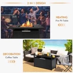 Costway 57'' Rectangular Propane Gas Fire Pit 50,000 Btu Heater Outdoor Table -Garden & Outdoors GUEST 11f2f497 e080 4aca b028 61ac8e1bd870