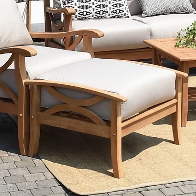 Abbington Teak Patio Ottoman With Cushion - Beige/Natural Teak - Cambridge Casual 1 Abbington Teak Patio Ottoman With Cushion - Beige/Natural Teak - Cambridge Casual