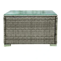 4pc Wicker Patio Sectional Seating Set With Cushions - Gray/Beige - GODEER -Garden & Outdoors GUEST 12cf99a3 dbcc 4c92 8640 8bee0d1cb249