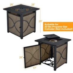 Costway 25-Inch Square Propane Fire Pit Table 40000 BTU W/ Lid, Fire Glass -Garden & Outdoors GUEST 1340589b ae9e 4d04 a748 6c594c8bace0