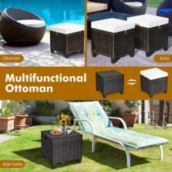 Costway 2PCS Patio Rattan Ottoman Cushioned Seat Beige -Garden & Outdoors GUEST 13c4f3da 013e 49f7 9374 cf7e89ab0cce