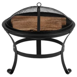 Flash Furniture 22" Round Wood Burning Firepit With Mesh Spark Screen And Poker -Garden & Outdoors GUEST 140ec538 14e5 42b1 9828 48d98e3695d8