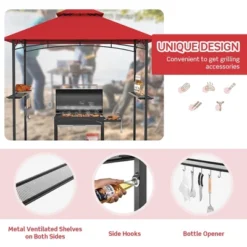 Tangkula 8' X 5' BBQ Grill Gazebo 2-Tier Barbecue Canopy Vented Top Shelves Shelter -Garden & Outdoors GUEST 1515ba15 55ea 4542 84f5 1d9b611d53ac