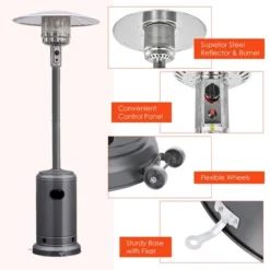 Costway 50000 BTU Propane Patio Heater Standing LP Gas Steel W/ Wheels Grey -Garden & Outdoors GUEST 155d286a 0c4d 4d05 8eed bd69be15d80b