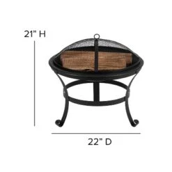 Flash Furniture 22" Round Wood Burning Firepit With Mesh Spark Screen And Poker -Garden & Outdoors GUEST 1574d027 495c 47b3 9e8c df7eef5d7d51