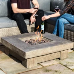 Square Propane Fire Pit With Wood Like Finish - Gray - Teamson Home 7 Square Propane Fire Pit With Wood Like Finish - Gray - Teamson Home -Garden & Outdoors GUEST 15aa72ed 5ebb 4f06 b98c 4b7787b63825