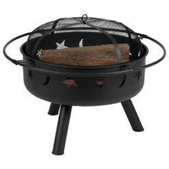 Flash Furniture 29" Round Wood Burning Firepit With Mesh Spark Screen -Garden & Outdoors GUEST 15d60ba7 6f3c 4f1b be44 03cb9cfa85ce