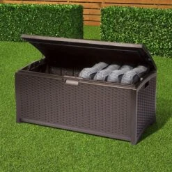Resin Wicker Deck Box 73 Gallon - Brown - Suncast -Garden & Outdoors GUEST 161c29a8 e97b 49ac 83a1 78fd2d528b0e