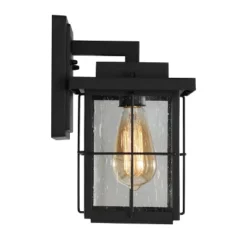 11" Metal/Seeded Glass Modern Outdoor Wall Light Black - LNC -Garden & Outdoors GUEST 1733060f 607f 45c8 bb2a 3532cac3f3dc