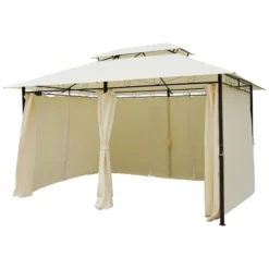 Outsunny 10' X 13' Outdoor Soft Top Gazebo Pergola With Curtains, 2-Tier Steel Frame Gazebo For Patio -Garden & Outdoors GUEST 17873b2d f795 46ea a7d0 48fb80c5d637